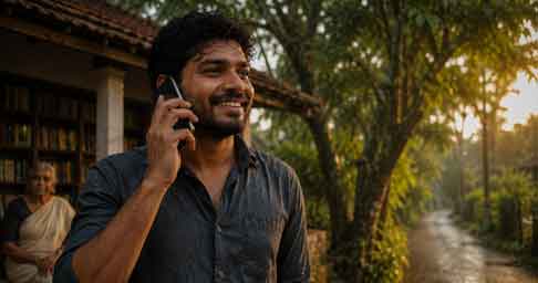 അമ്മയുടെ ഫോൺകോൾ സ്വീകരിക്കുന്ന മകൻ