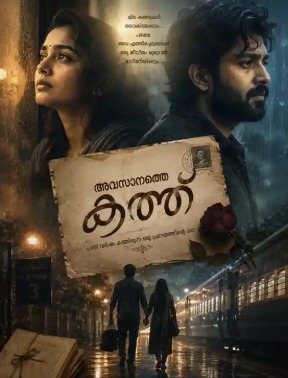 അവസാനത്തെ കത്ത് വായിക്കുന്ന മീരയും അരുണും ഉൾപ്പെടുന്ന സിനിമാറ്റിക് പ്രണയകഥാ പോസ്റ്റർ